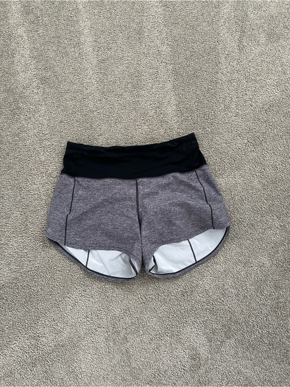 lululemon athletica Heather Gray Athletic Shorts with Black Waistband